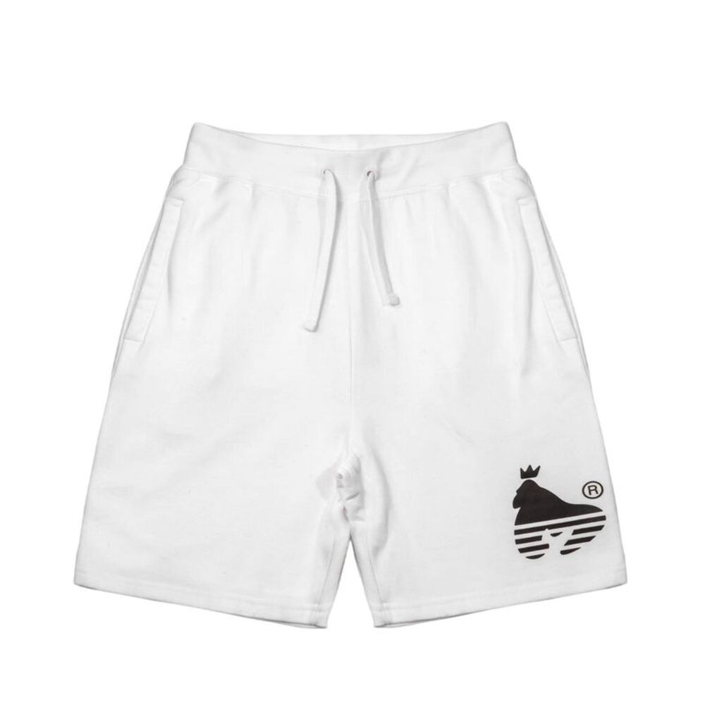 Money Mens Cotton Sport Sweat Shorts / White
